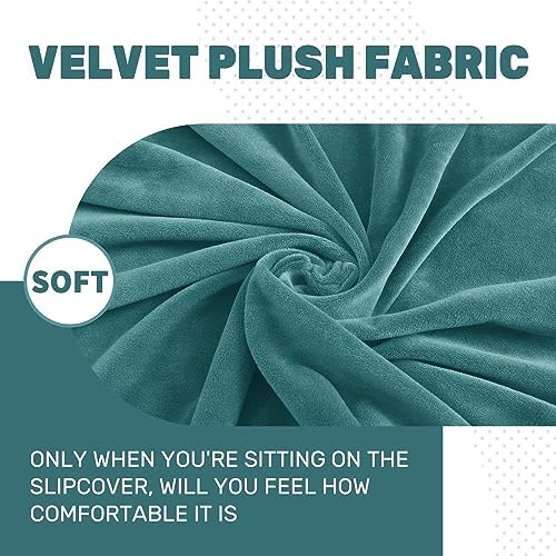 MAXIJIN Velvet Ottoman Slipcover Small Stretch Square Rectangle Footstool Slipcover Folding Storage Ottoman Covers for Living Room with Elastic Bottom (Ottoman Small, Peacock Blue) - Image 5
