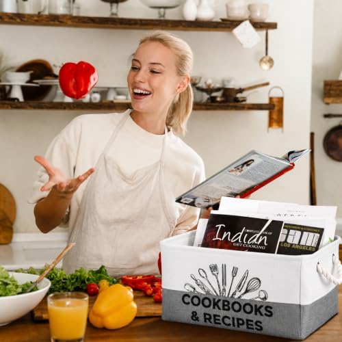 Marsui 1 Pcs Cookbook & Recipe Book Basket Cook Lover Gifts, White Gray - Image 4