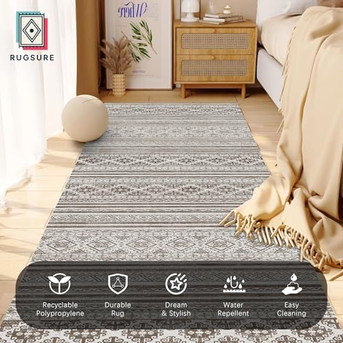 RUGSURE Washable Area Rugs 2'6'' x 8' - 1/6 Thick - Moroccan-Inspired -Stain & Water Resistant Non-Slip - Resistant Rug for Living Room, Bedroom, Nursery, Pet & Child Friendly (Brown) - Image 5