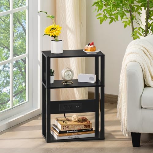 YUFAM 3-Tier Narrow Bedside Table Set 2 for Small Spaces, Skinny Nightstand - Image 7