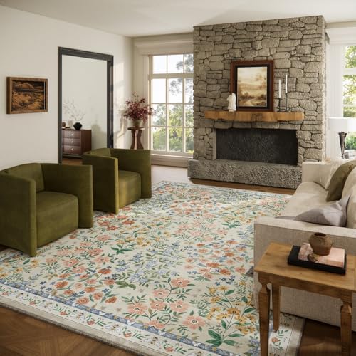 10x14 Area Rugs Living Room: Washable Rug Non Slip Stain Resistant Low Pile Faux Wool Ultra Soft Lightweight Indoor Large Rugs for Bedroom Nursery Dining Room Under Table Rug Home Office Farmhouse by palohom