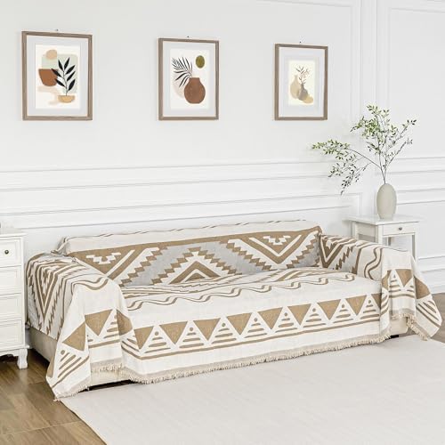 MYSKY HOME Couch Cover for Sectional Sofa Set for Dog Cat Pets Couch Cover 3 Seat Sofa Chenille Boho Geometric Furniture Sofa Cover Washable Couch Protector Multi-Use Couch Covers Blanket,71" X134" - Image 2