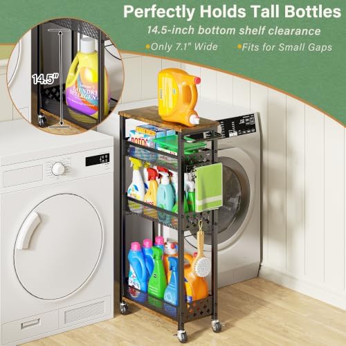 OKZEST Slim Bathroom Organizers and Storage Cart with Toilet Paper Holder - Image 7