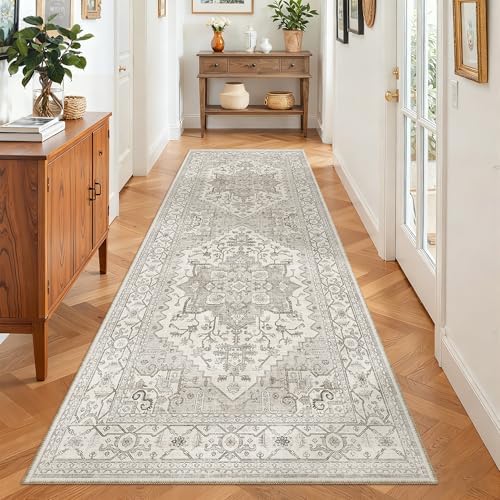 Madane Hallway Runner 3x8, Kitchen Rugs Washable Entry Rug, Beige/Brown - Image 2