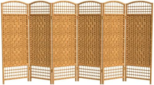 4 ft. Short Fiber Weave Folding Screen - Light Beige - 6 Panels by RedLantern