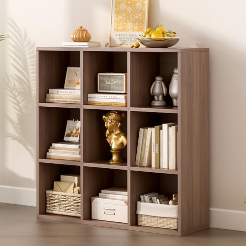 OSCHF 9-Cube Storage Shelf Bookcase, Walnut by OSCHF