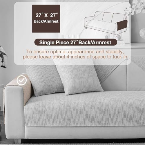 Soft Waterproof Chenille Cover Washable, Non Slip Sectional Sofa Covers for 3 Cushion Couch Sofa L Sharped Sofa Slipcover for Pets, Furniture Protector (1 PCS 27"x27" Coffee) - Image 2