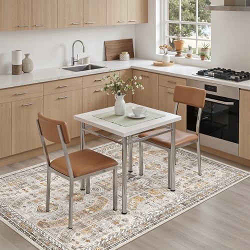 Madane Area Rug 4x6 Washable Rugs Vintage for Living Room, Brown/Gold - Image 2