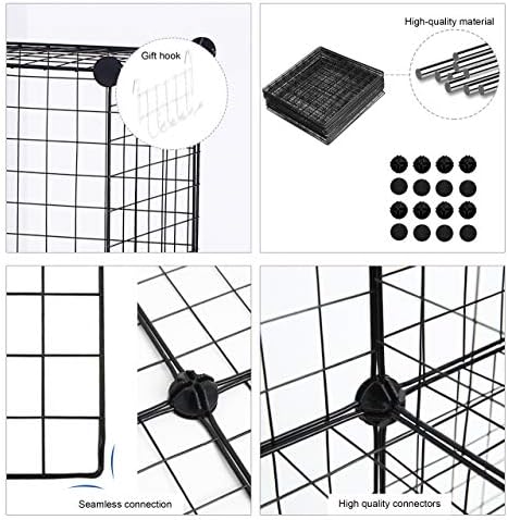 C&AHOME Wire Cube Storage, 8-Cube Organizer Metal C Grids Storage, Storage Bins Shelving, Modular Book Shelf, DIY Closet Cabinet Ideal for Living Room, Home, Office 24.8" L x 12.4" W x 48.4" H Black - Image 6