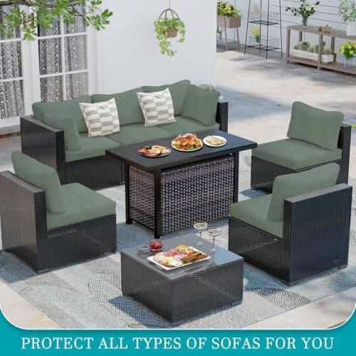 14 Pcs Outdoor Cushion Covers, Patio Sofa Cushion Covers Replacement - Image 4