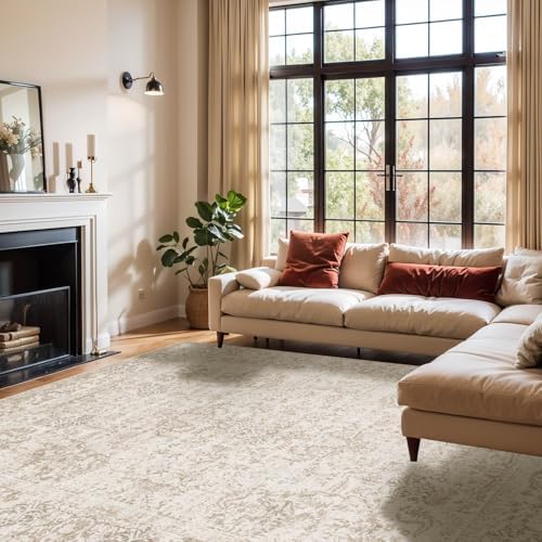 Rugxara 6x9 Washable Area Rug for Living Room, Vintage Neutral Light Bown - Image 2