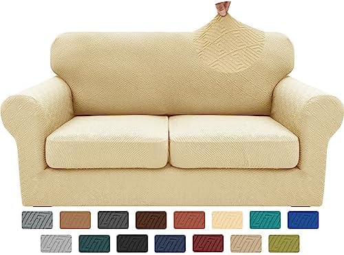XINEAGE 3-Piece Stretch Loveseat Sofa Cover, Washable Couch Covers for Dog by XINEAGE