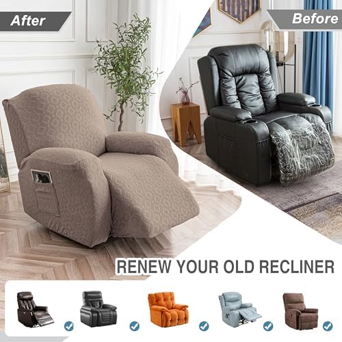 Genina Waterproof Recliner Chair Cover,XL-1 Seat Couch Cover,Taupe - Image 6