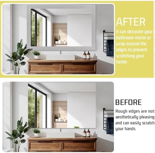 Avinyl 10M Grey Silk Mirror Border Peel and Stick for Bathroom Decor, Waterproof Mirror Frame Tape Peel and Stick Border Trim, Self Adhesive Wallpaper Removable Kitchen Decor 3.93" x 393" - Image 3