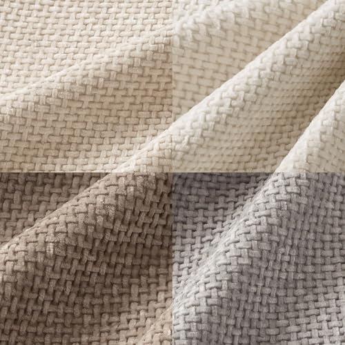 MIULEE Decorative Chenille Pillow Covers Neutral Beige 22x22 Pack of 4 - Image 2
