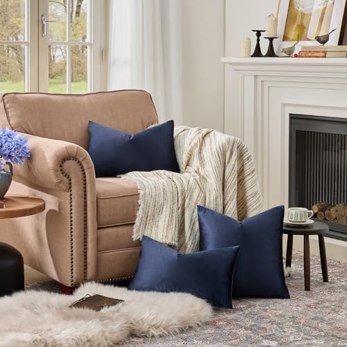 GIGIZAZA Navy Velvet Pillow Covers 12x20 Decorative Pillows Pack of 2 - Image 3