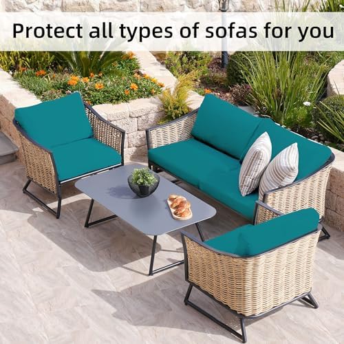 8 Pcs Outdoor Cushion Covers, Patio Sofa Cushion Covers Replacement - Image 5