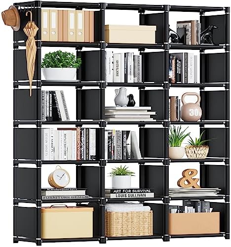 Mavivegue Bookcase, 18-Cube Extra Large Book Shelf, DIY Cube Storage Organizer for Bedroom, Living Room, Home Office - Black by Mavivegue