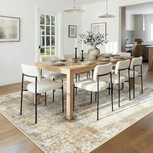 RELEANY Washable 5'x7' Abstract Area Rug for Living Room Neutral Brown - Image 3