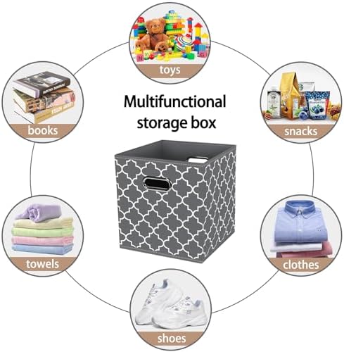 Fabric Cloth Storage Bins,Fabric Cube Organizer with Dual Handles Foldable Cube Storage Baskets for Home Bedroom Storage,Set of 3,(Gray Light) - Image 3