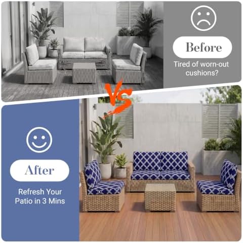 8Pcs Patio Cushion Covers Stretch Outdoor Furniture Protector Slipcovers - Image 5