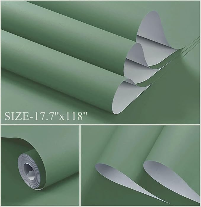 Dimoon 393''x17.7'' Green Peel and Stick Wallpaper Contact Paper Modern Self Adhesive Wall Paper Removable Renter Friendly Textured Solid Color Shelf Cabinet Vinyl Roll (393''x17.7'',Spring Green) - Image 2