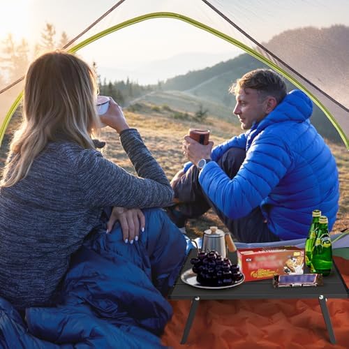 Small Folding Camping Table, Mini Low Portable Beach Tables, Black - Image 6