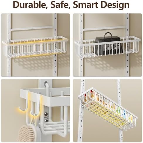 POKIPO 9 Tier Over The Door Pantry Organizer, 2 in 1 Wall Mount or Hanging Spice Rack with Adjustable Deep Basket, Heavy-Duty Seasoning Organizer and Storage for Kitchen Cabinet Closet Bathroom - Image 4