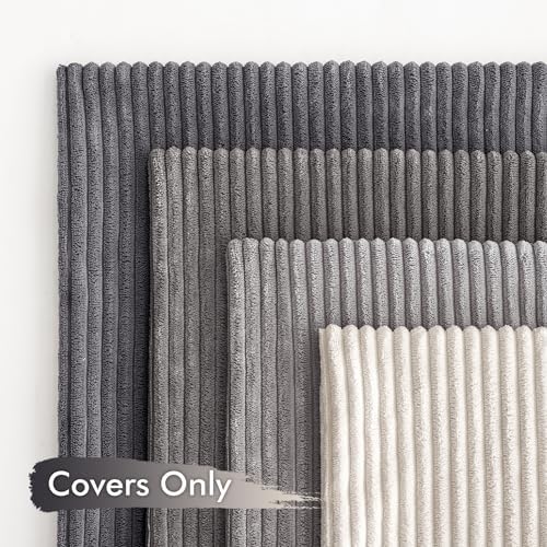 MIULEE Soft Corduroy Decorative Throw Pillow Covers Neutral Grey 18x18 - Image 4
