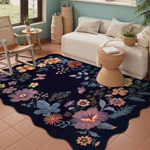 Lahome Floral Washable Rugs for Bedroom, 4X6 Area Rug Soft Living Room Rug - Image 2