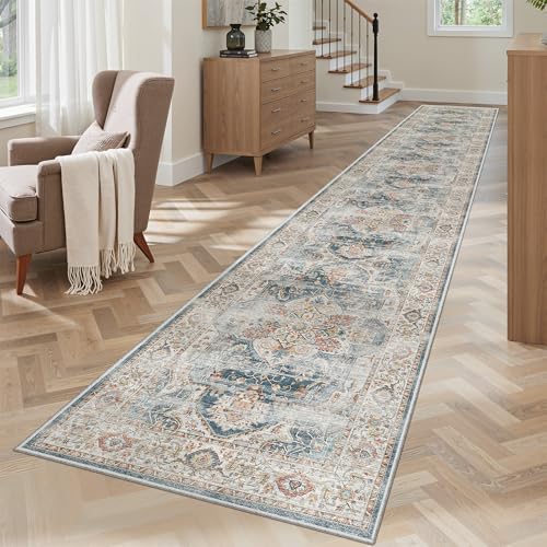 Madane Washable Runner Rugs 2x12 Long for Hallway Kitchen Soft, Navy by Madane