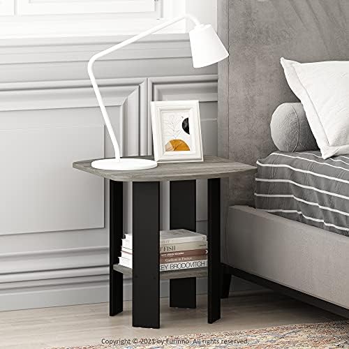 Furinno SIMPLE DESIGN Side Table, 2-Tier Modern End Table with Soft Edges, Open Shelves Night Stand, Bedside Table, for Living Room, Bedroom, French Oak - Image 2