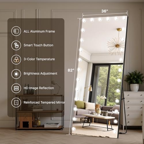 Kosmonia 82"x36" Hollywood Full Length Mirror with Light, 28 Dimmable Bulbs - Image 4