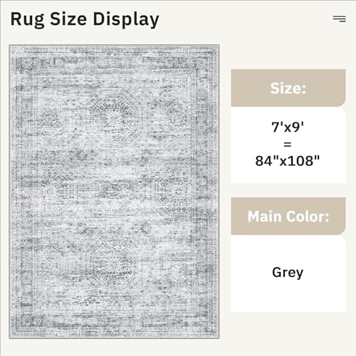 Soalmost 7x9 Area Rug for Living Room Washable Rugs Non-Slip Grey - Image 5