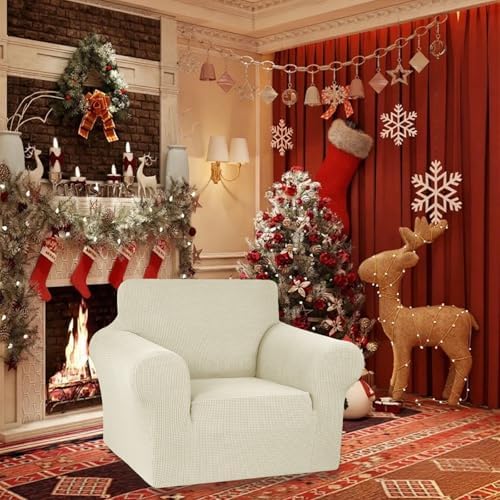 KEKUOU Stretch Chair Sofa Slipcover, Single Couch Cover,Beige - Image 2