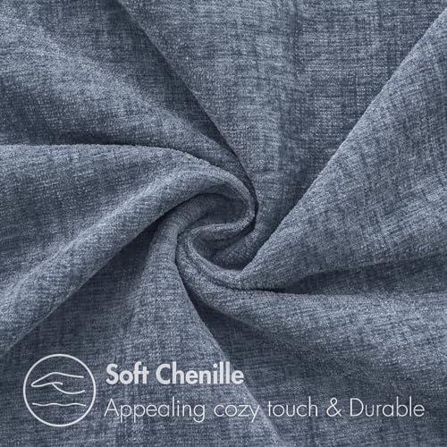 MIULEE Chenille Lumbar Throw Pillow Covers Dark Grey Blue 12x20 Pack of 2 - Image 2