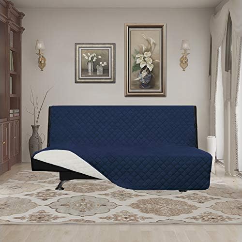 Easy-Going Reversible Couch Cover, Large Futon Sofa, Navy/Ivory - Image 2