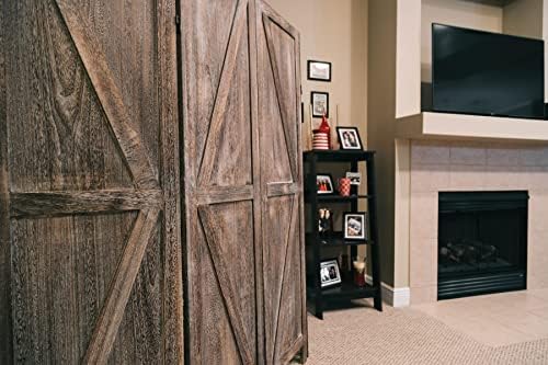 Premium Home 6-Panel Room Divider – Rustic Brown Barn Door, K Pattern Folding Privacy Screen, Partition Wall - Image 2