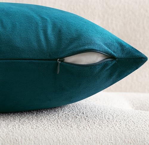 MIULEE 28x28 Inch Pack of 2 Euro Velvet Throw Pillow Covers Teal - Image 6