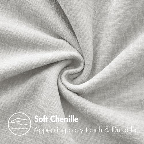 MIULEE Soft Chenille Throw Pillow Covers Light Gray 16x16 Inch Pack of 2 - Image 2