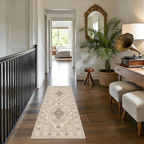 2x5 Washable Entryway Runner Rug, Ultra Soft Medallion Non Slip - Image 4