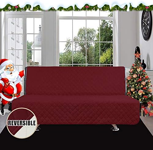 Easy-Going Reversible Couch Cover, Large Futon Sofa, Christmas Red/Ivory - Image 2