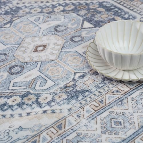 Ksrau 3x12 Runner Rug Washable Vintage: Non Slip Hallway Runners Blue - Image 6