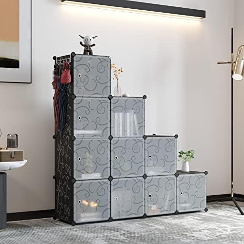 C&AHOME 12-Cube Storage Organizer with Door Cube Shelf Closet Cabinet Black - Image 4