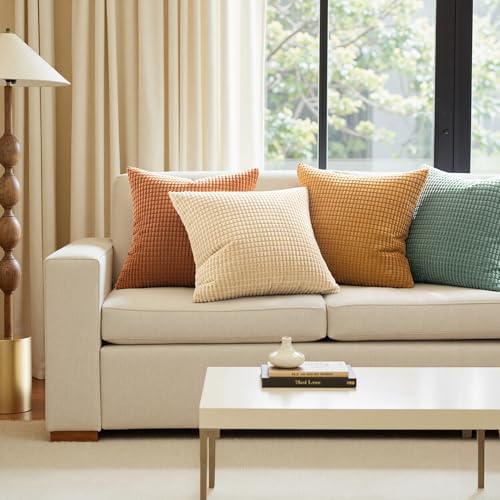 MIULEE Boho Euro Decorative Pillow Covers 24x24 Inch Set of 4 Orange/Teal - Image 6