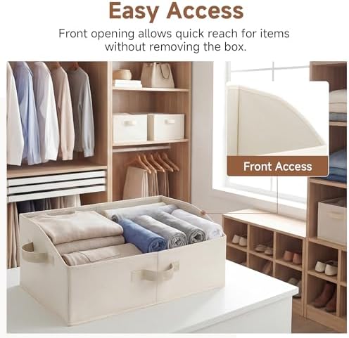 StorageWorks Closet Storage Bins Trapezoid, Beige, Large, 3-Pack - Image 3