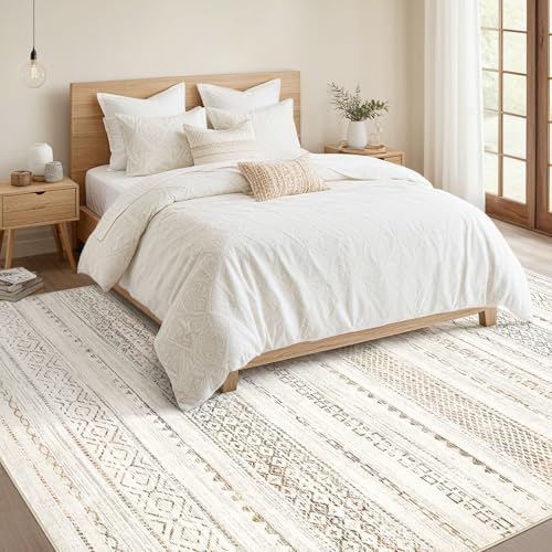 Nakagishi Area Rugs 9x12 Living Room Rug: Washable Boho Large Neutral Modern Soft Stain Resistant Indoor Floor Non-Slip Moroccan Carpet for Bedroom Nursery Kids Playroom Office Dining Room- Colorful - Image 5