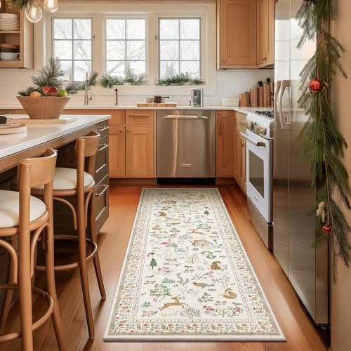 Machine Washable Kitchen Runner Rugs: 2'6"x8' Hallway Runner Non Slip Low Pile Soft Stain Resistant Carpet Runners for Hallways Indoor Entryway Kitchen Laundry Room Bedroom Farmhouse - Image 2