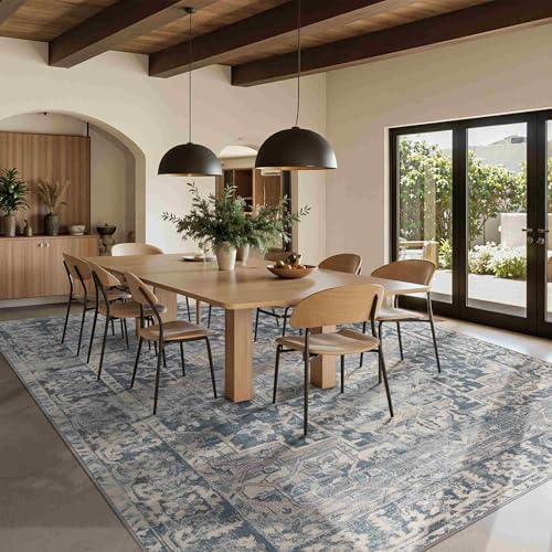 Rugxara Blue 9x12 Area Rugs for Living Room Bedroom Large Washable Rug - Image 3