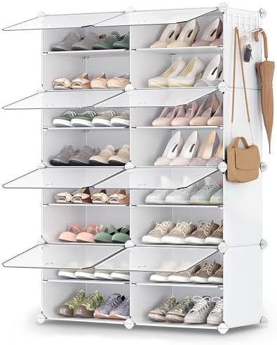 SONGMICS Shoe Rack, 8-Tier with Doors, 32-Pair Storage Cabinet by Unknown